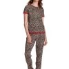 Pyjama "Amour Fou" In Beige/ Rot