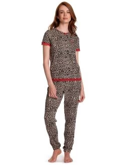 Pyjama "Amour Fou" In Beige/ Rot